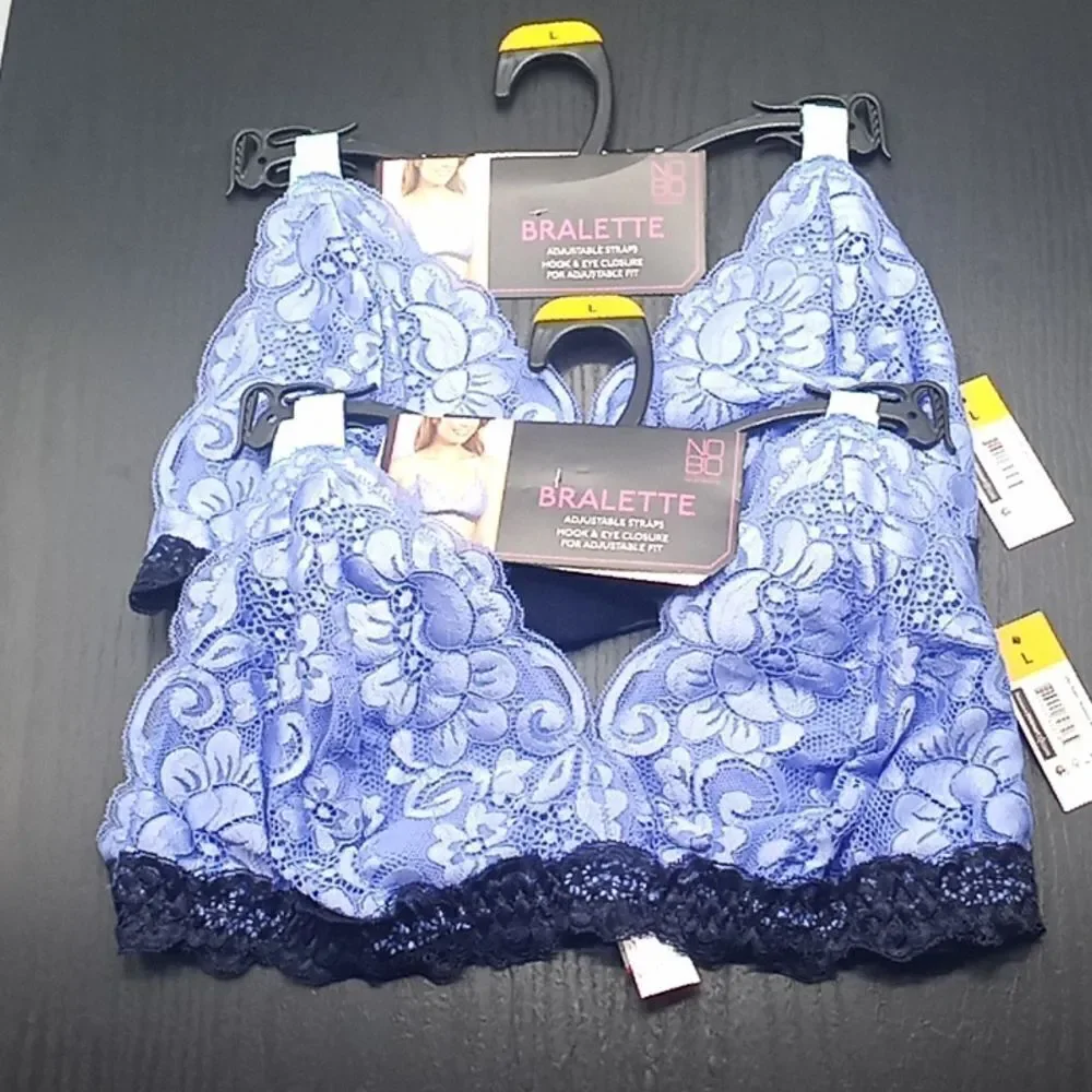 Women's Color Pop Triangle Lace Bralette Bra 2-Pack, Size L